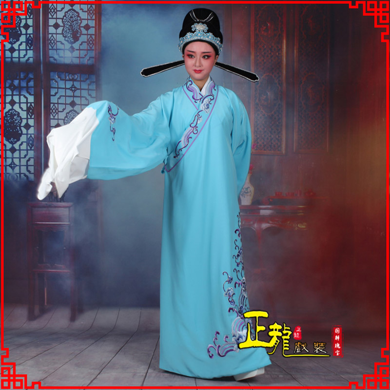 海口梁祝才子唐伯虎黄梅戏古装褶子草波纹小生衣